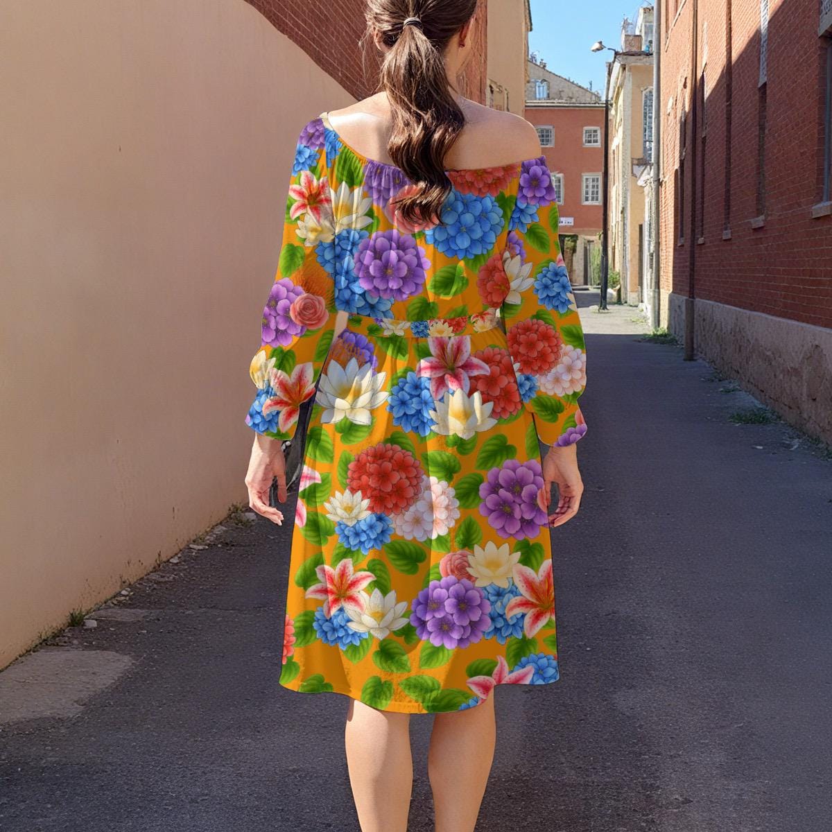 vacation Resort Wear | Summer in Sicily Floral Dress | Daphne Cosplay | Fanmade Merch