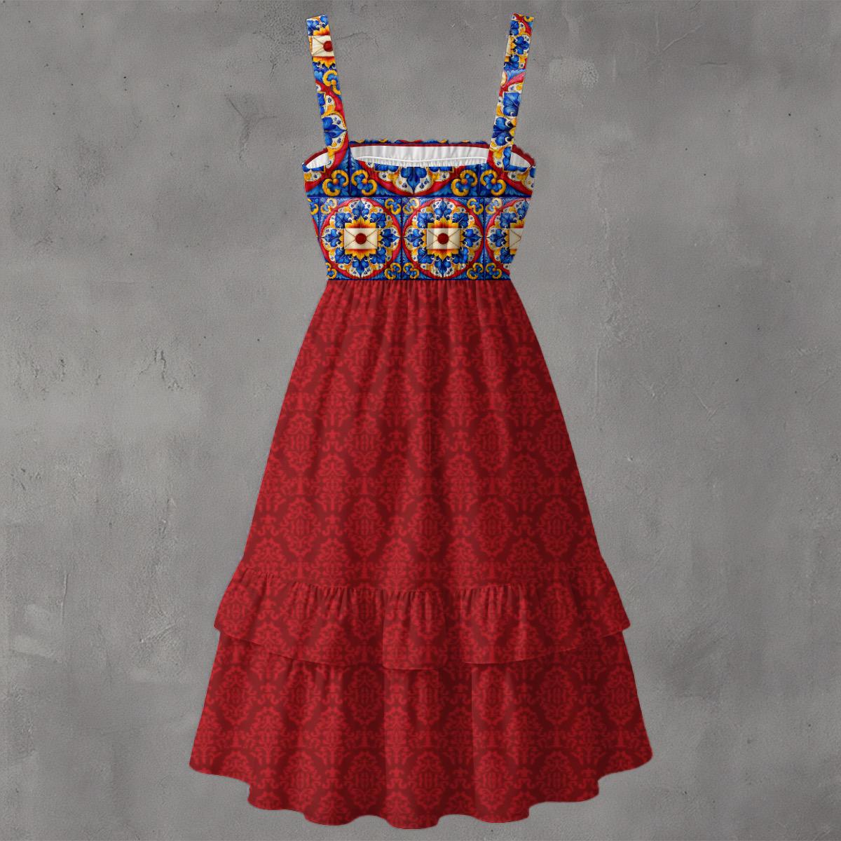 Taskmaster Inspired Majolica Damask Patchwork Dress | British Comedy Tile Print Dress