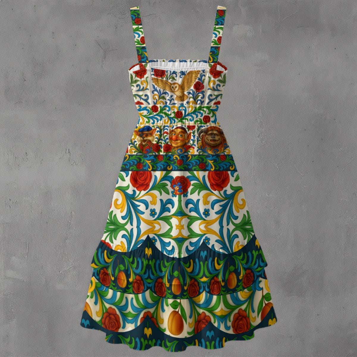 Fantasy Maze Inspired Dress | Italian Majolica Tile Outfit