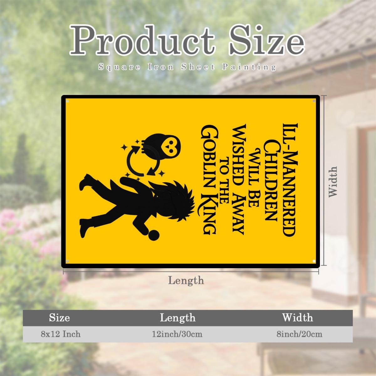 Fantasy Maze Goblin King Warning Sign: Funny Playroom Decor, Scratch-Resistant Aluminum