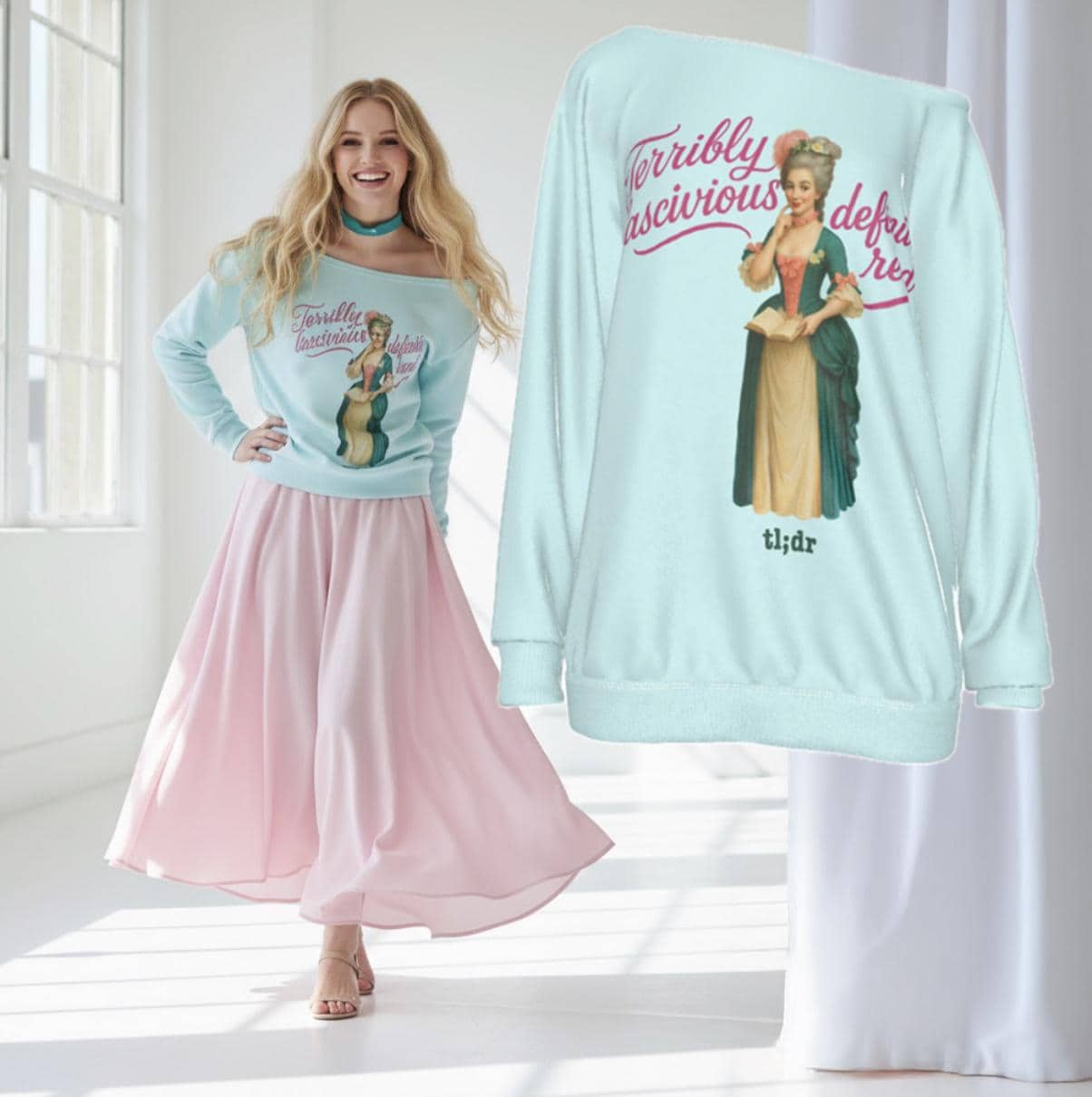 Spicy Romance Book Reader Off Shoulder Sweatshirt