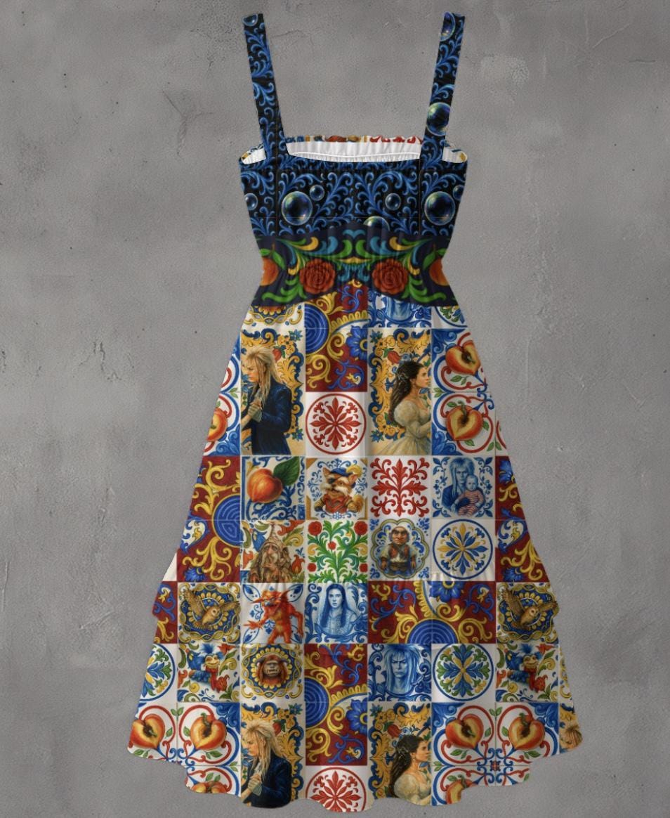 Fantasy Maze Inspired Mixed Up Majolica Dress | Italian Tile Fantasy Streetwear