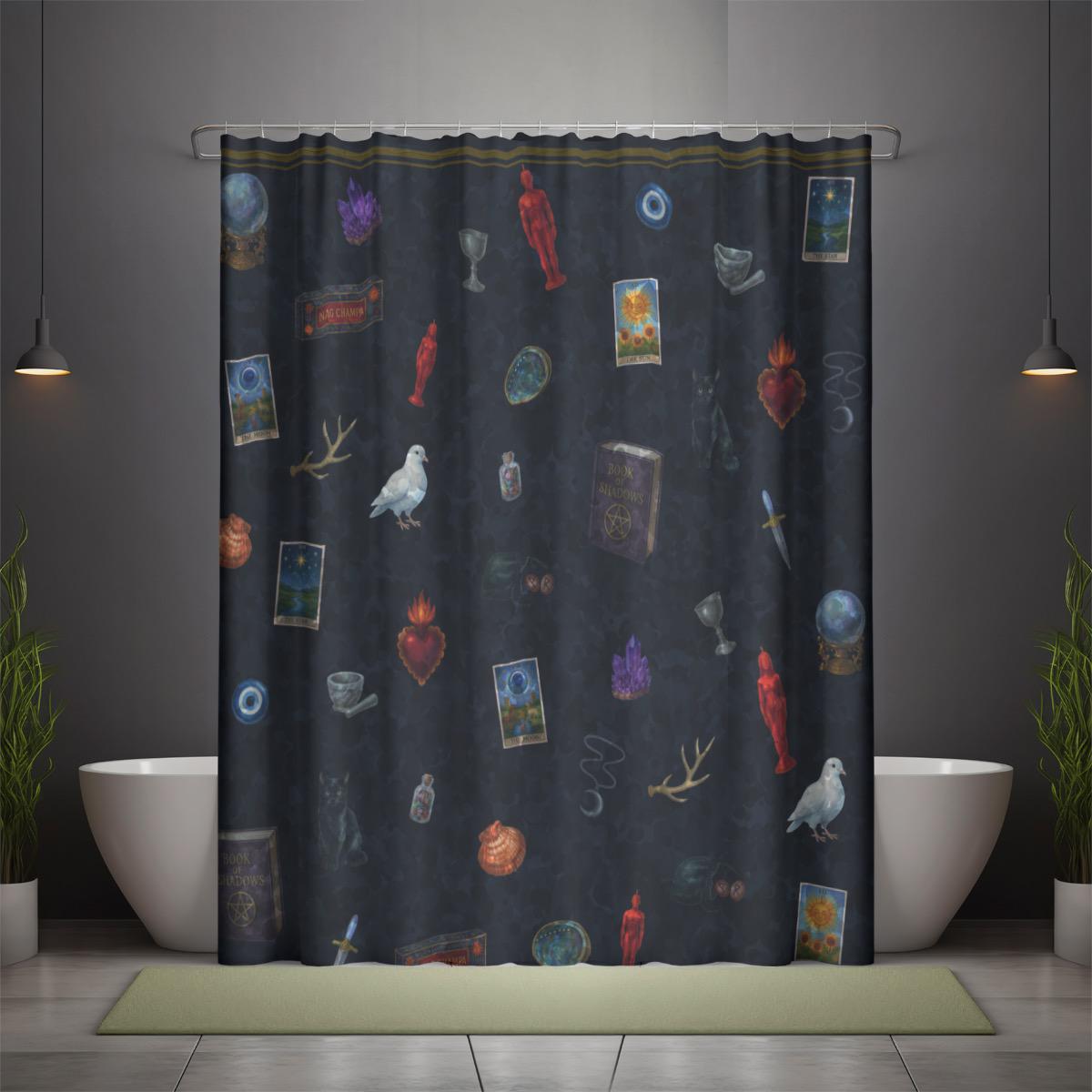 Altar Ego Pagan Occult Tarot Shower Curtain