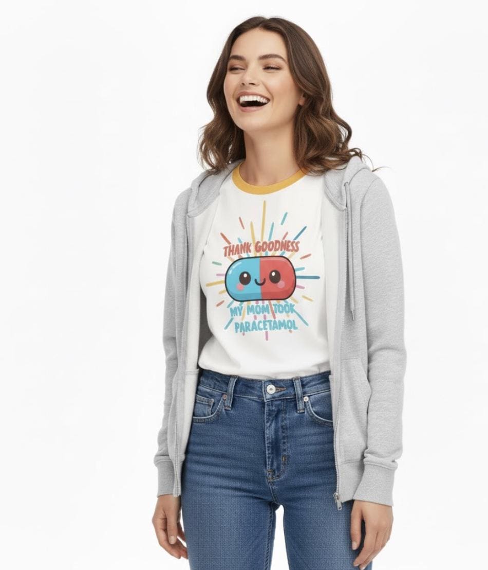 Thank Goodness My Mom Took Paracetamol T-Shirt • Dark Humor Meme Cotton Tee •
