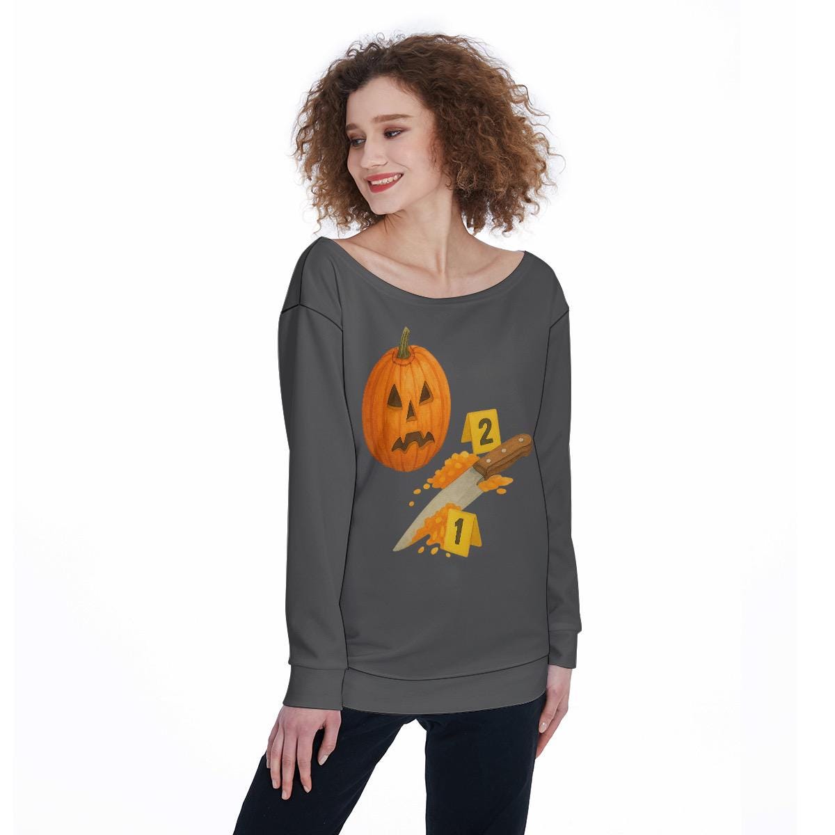 True Crime Halloween Sweatshirt: Pumpkin Crime Scene, Funny Spooky Season