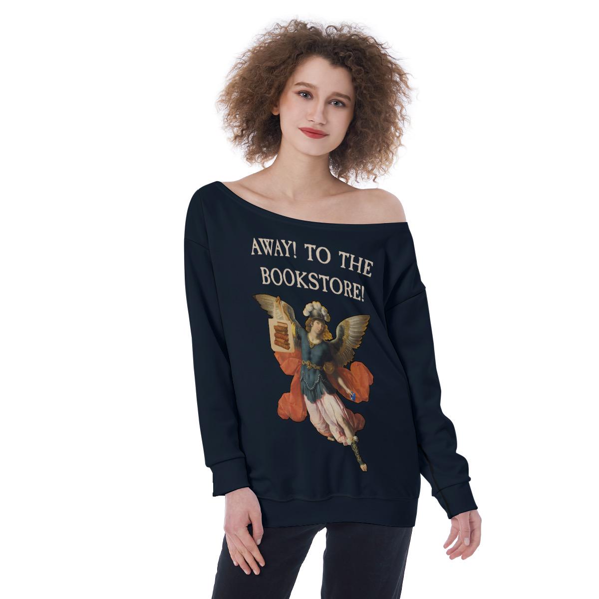 Book Lover Sweatshirt | Rococo Away! To the Bookstore Off-Shoulder Top