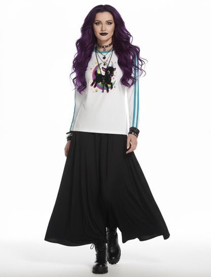 Whimsygoth Long Sleeve Tee: Black Phillip Goat, Witchy Y2K Style