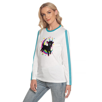 Whimsygoth Long Sleeve Tee: Black Phillip Goat, Witchy Y2K Style