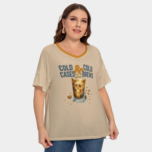 Plus Size True Crime Coffee Lover T-Shirt: Cold Cases & Cold Brews