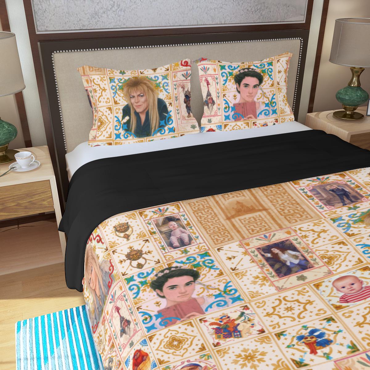 Fanmade Fantasy Maze Inspired Crazy Quilt Patchwork  | 1980s Fantasy Parody Bedset