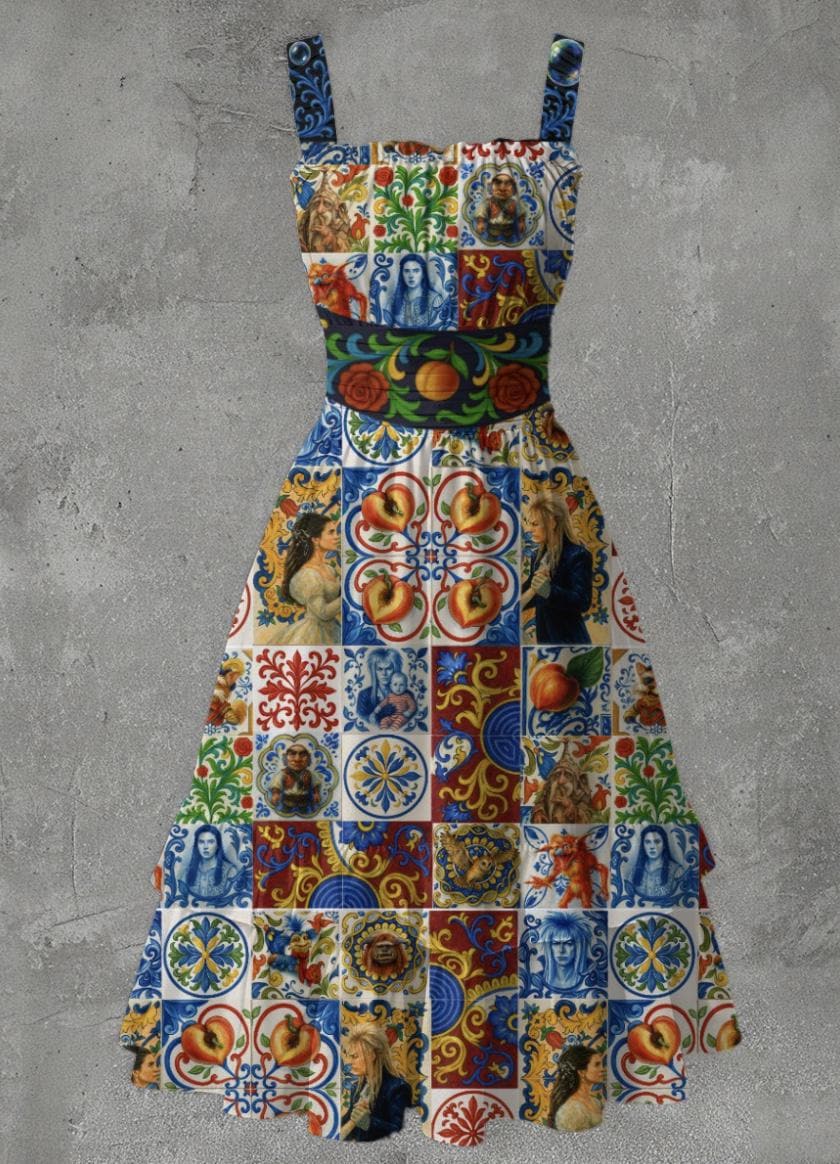 Fantasy Maze Inspired Mixed Up Majolica Dress | Italian Tile Fantasy Streetwear