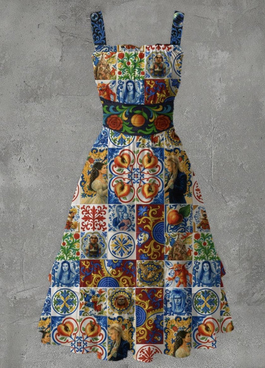 Fantasy Maze Inspired Mixed Up Majolica Dress | Italian Tile Fantasy Streetwear