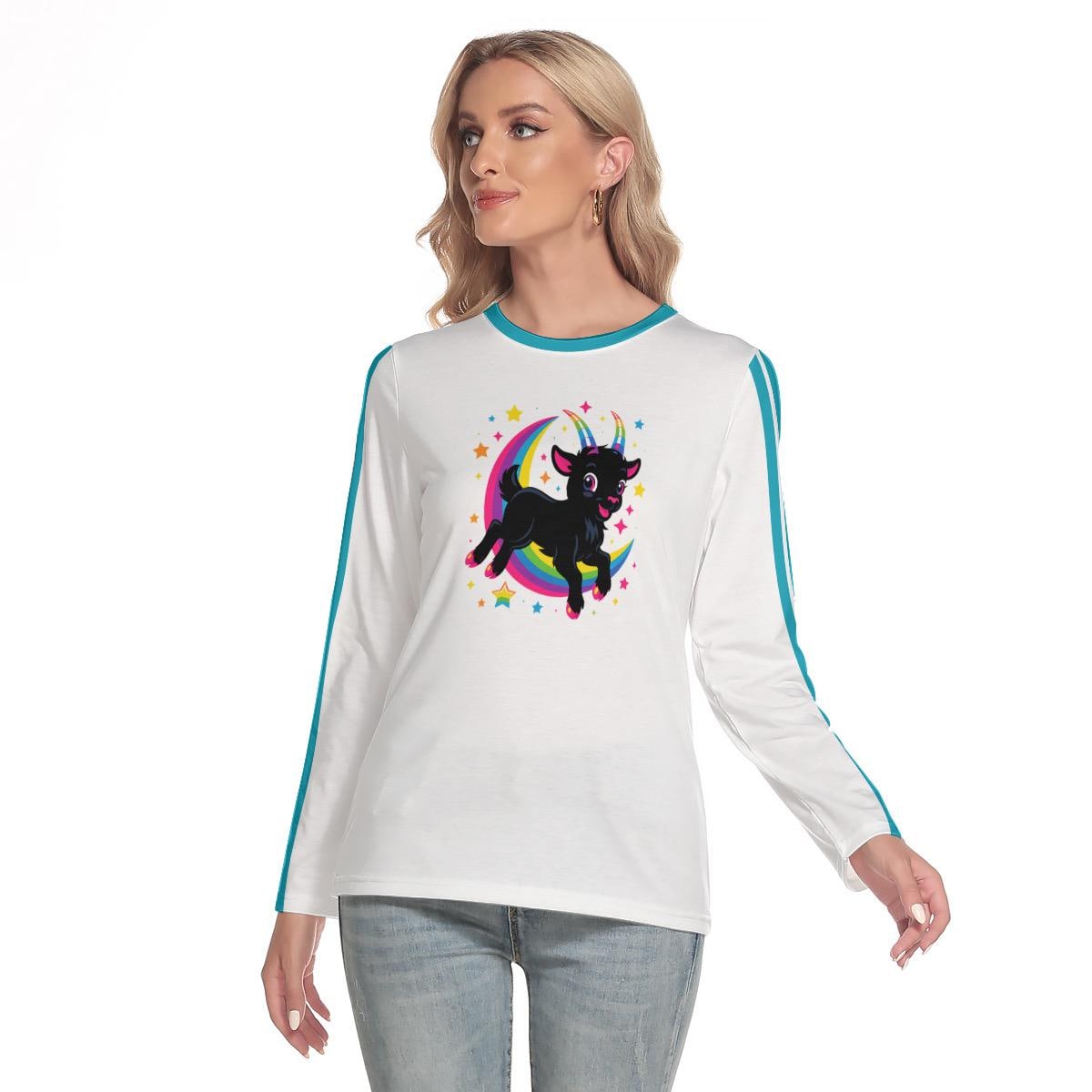 Whimsygoth Long Sleeve Tee: Black Phillip Goat, Witchy Y2K Style