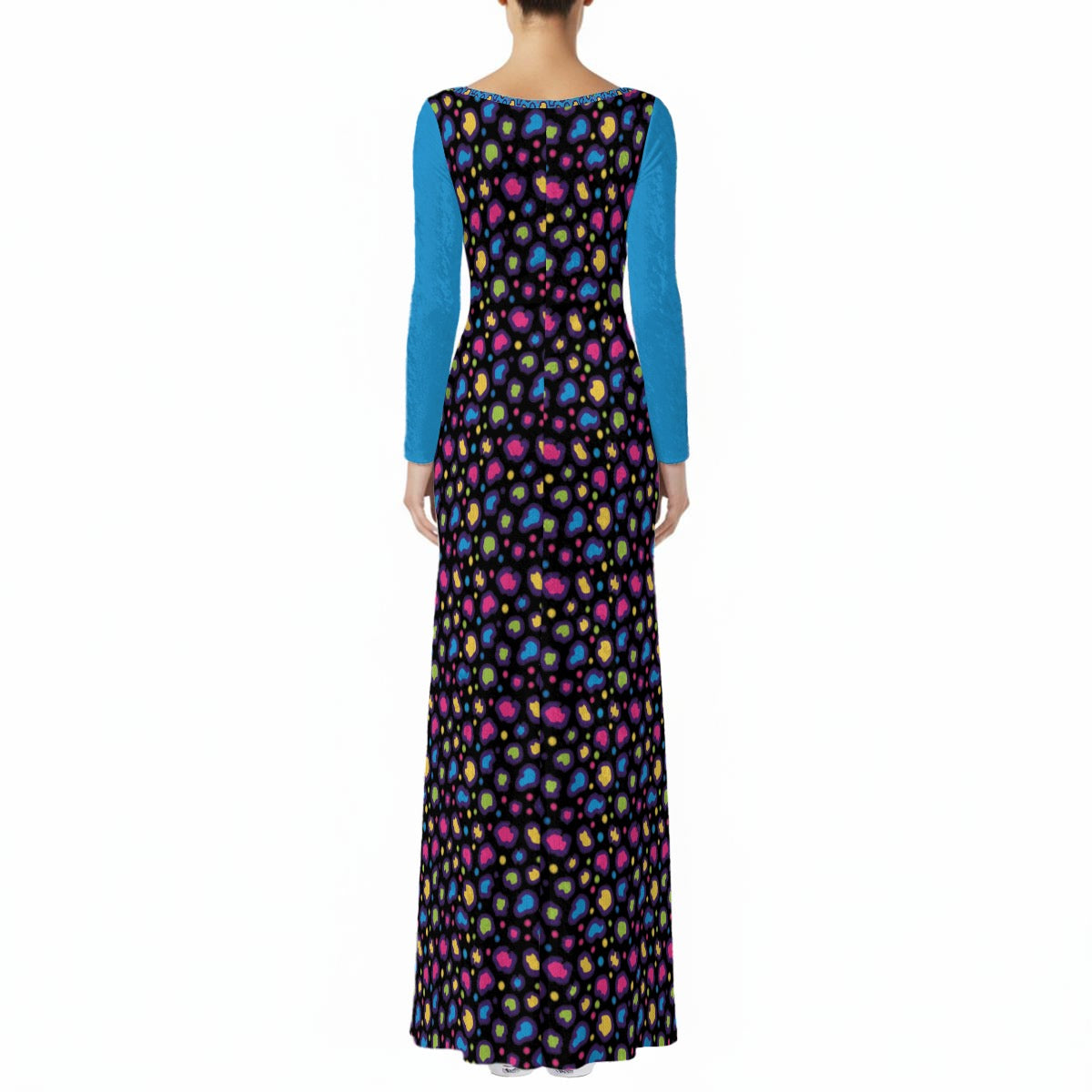 Rainbow Cheetah Print Velvet Maxi Dress