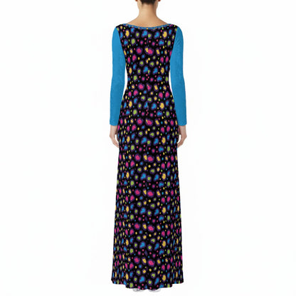 Rainbow Cheetah Print Velvet Maxi Dress