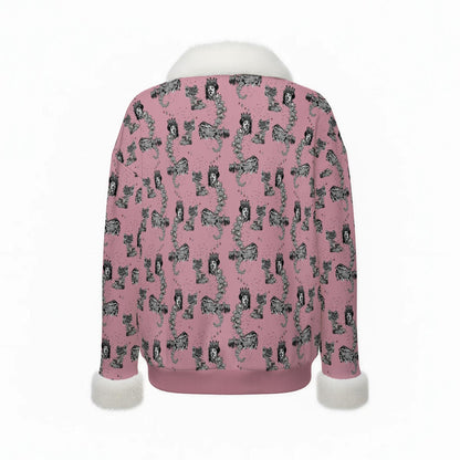 Timeless Tanya Faux Knit V-Neck Sweater Top with Fur Trim