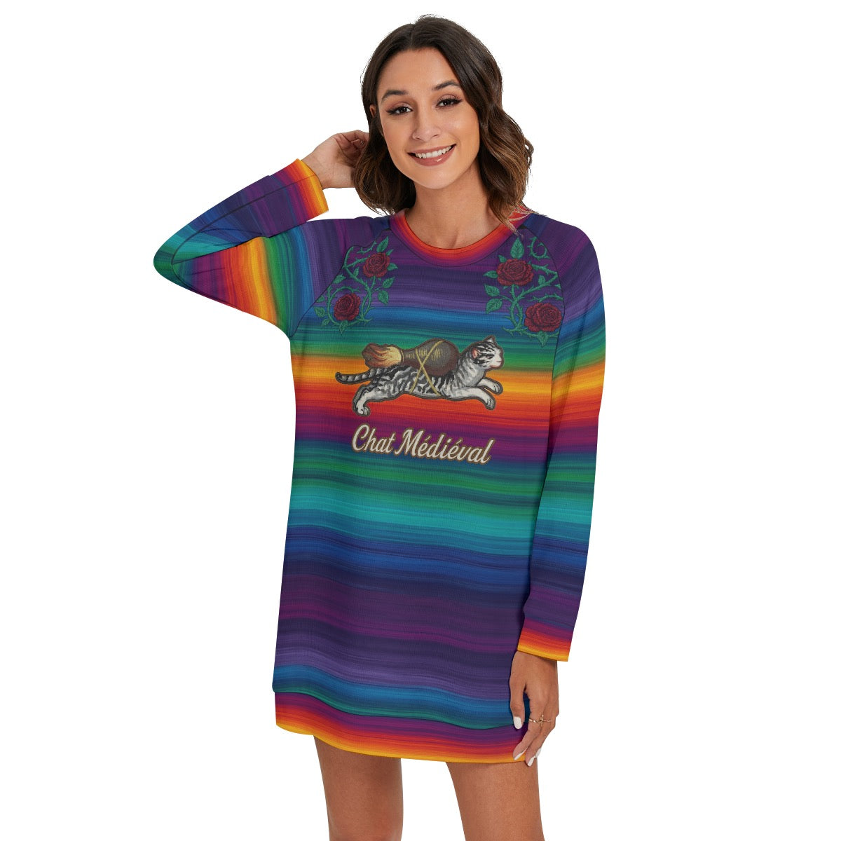 🚀🐱 Medieval Rocket Cat Sweater | Designer-Inspired Parody Pullover