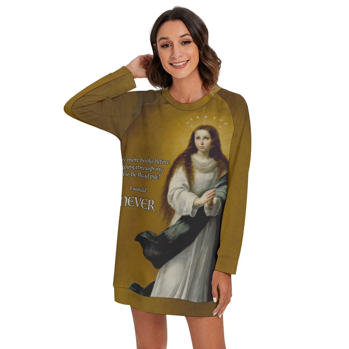 Funny TBR Pile Book Longline Sweater– Rococo Book Bag for Readers, BookTok, and Book Clubs