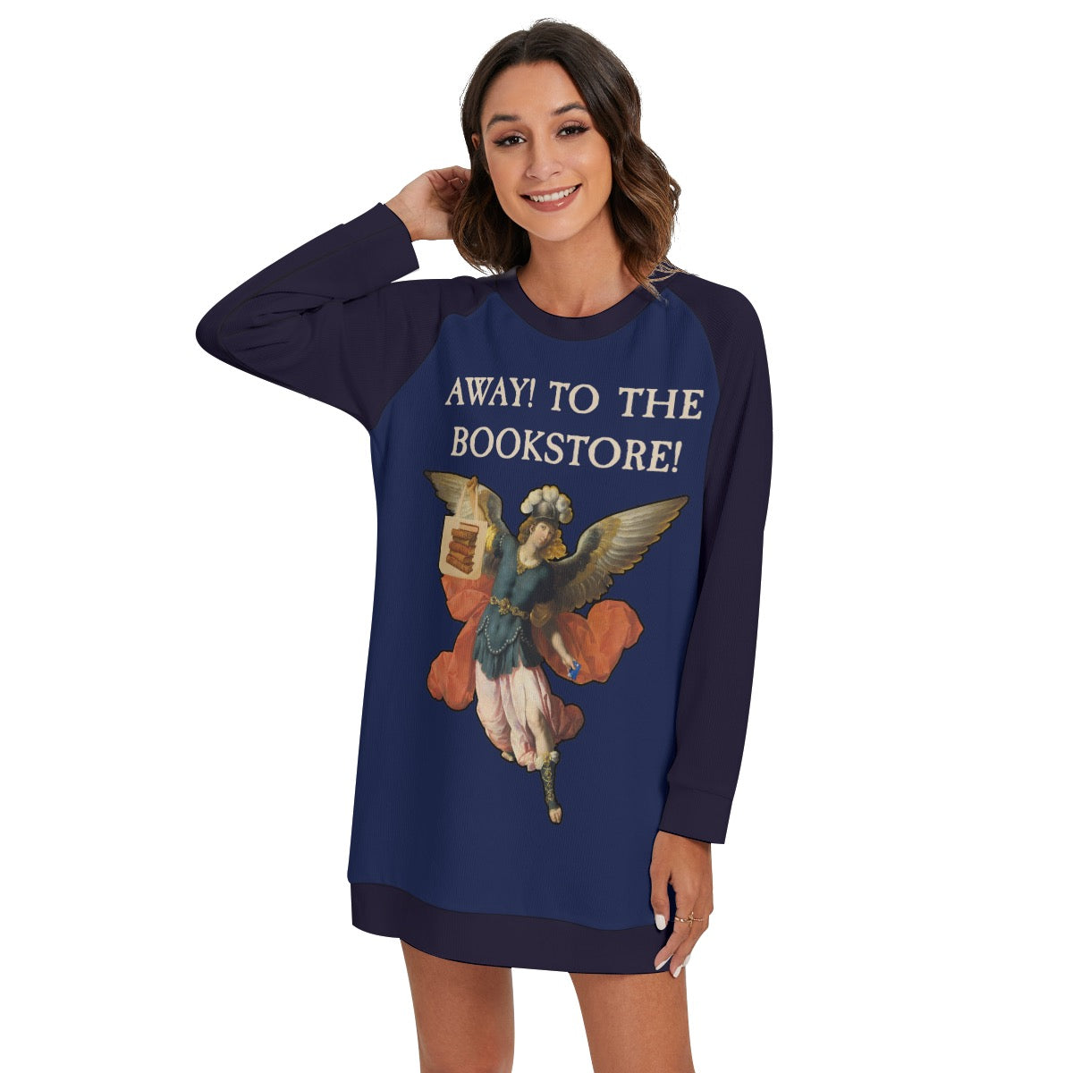 📖 🎺Away! To the Bookstore-Longline Sweater– Rococo Book Lover Top for Readers, BookTok, and Book Clubs