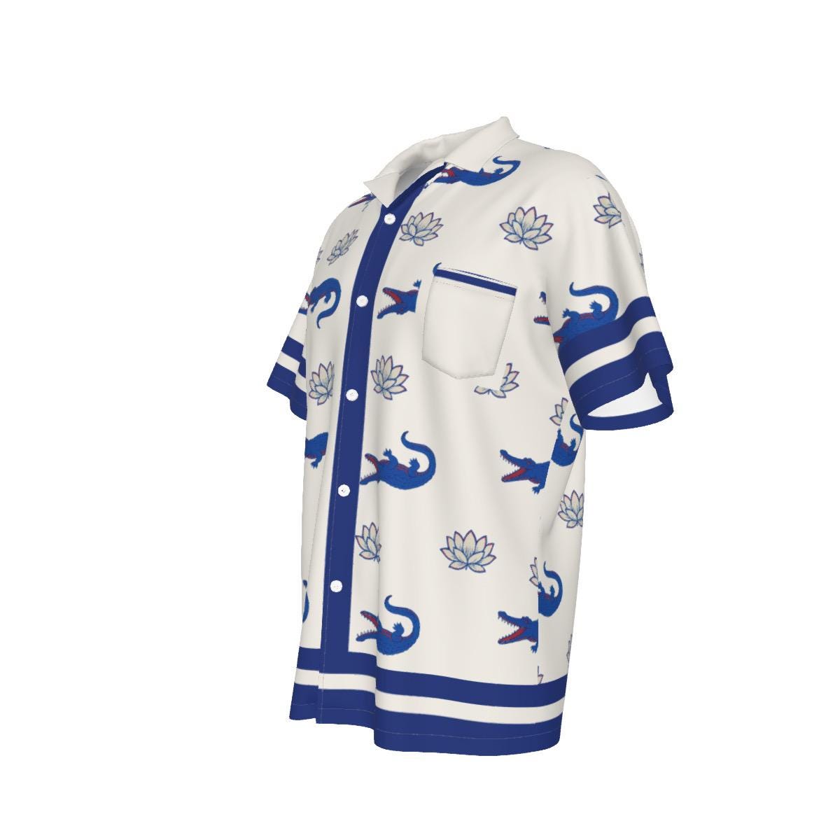 Lochy’s Alligator Shirt | Crocodile Lizard Resort Fashion | Lotus Blossom Parody Top