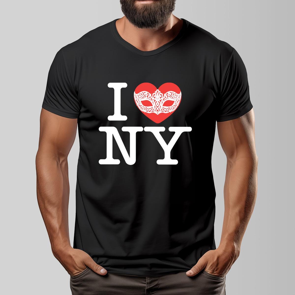I Heart NY Phantom Shirt: Venetian Mask, Gothic Theatre Tee