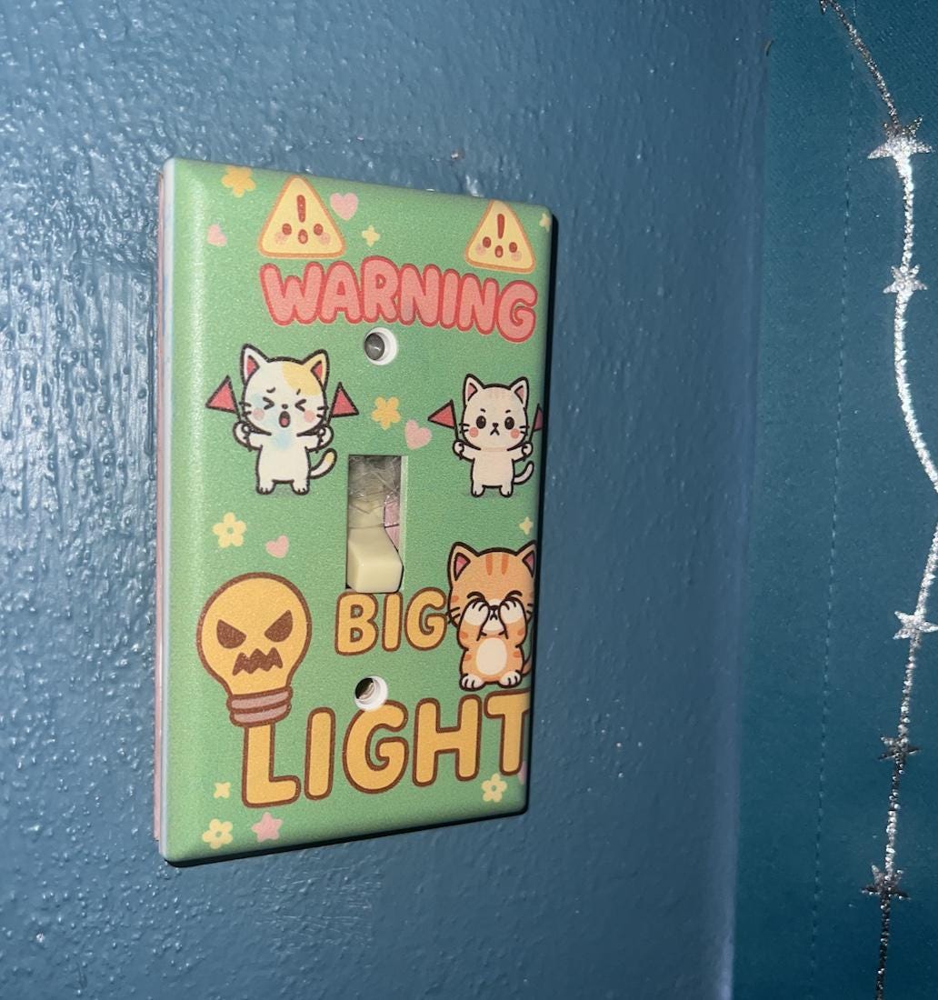 Big Light Switch Cover: AuDHD Neurodivergent Gift - Kawaii Cats