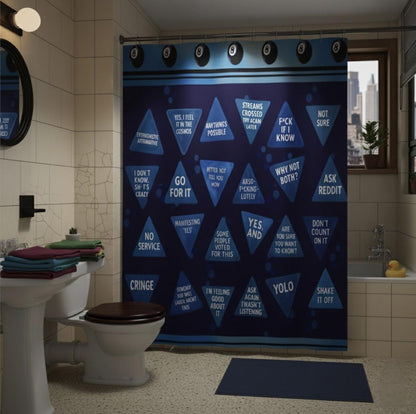 8 Ball Fortune Teller Shower Curtain | Funny Bathroom Curtain |