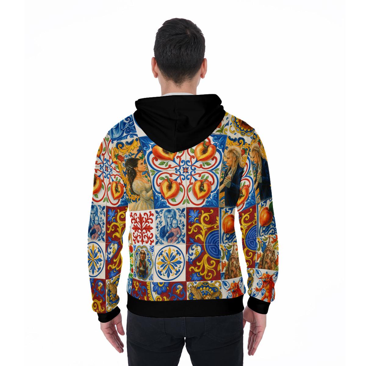 Fantasy Maze Inspired Majolica Hoodie | Gender Neutral Zip Up Top | Fantasy Streetwear