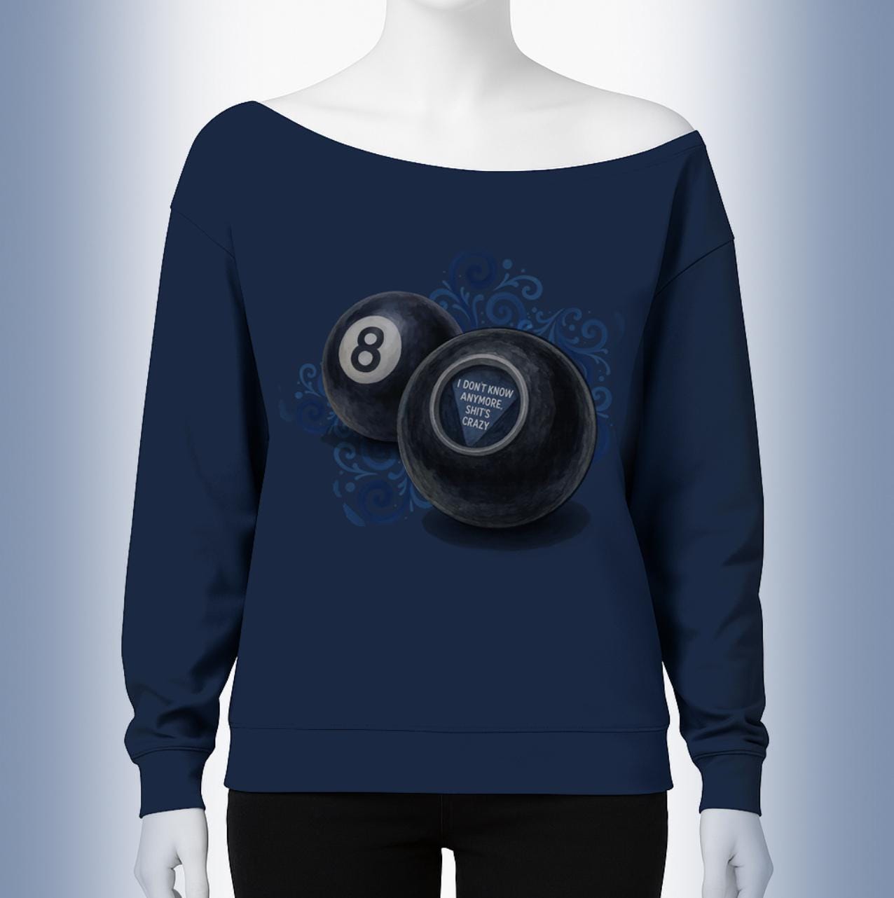 8 Ball Graphic Sweatshirt: Retro Funny Magic 8-Ball Design