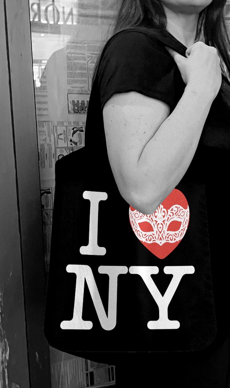Phantom of the Opera Tote Bag: I Heart NY Parody, Venetian Mask