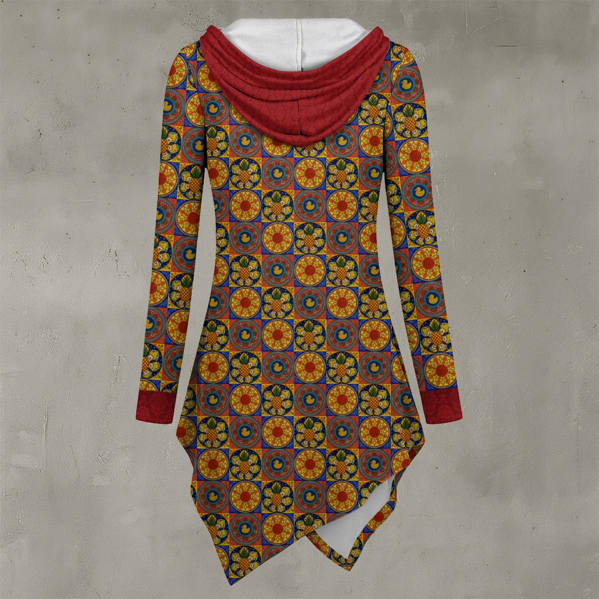 Taskmaster Inspired Majolica Patchwork Hoodie | Asymmetric Hem British Fandom Top |