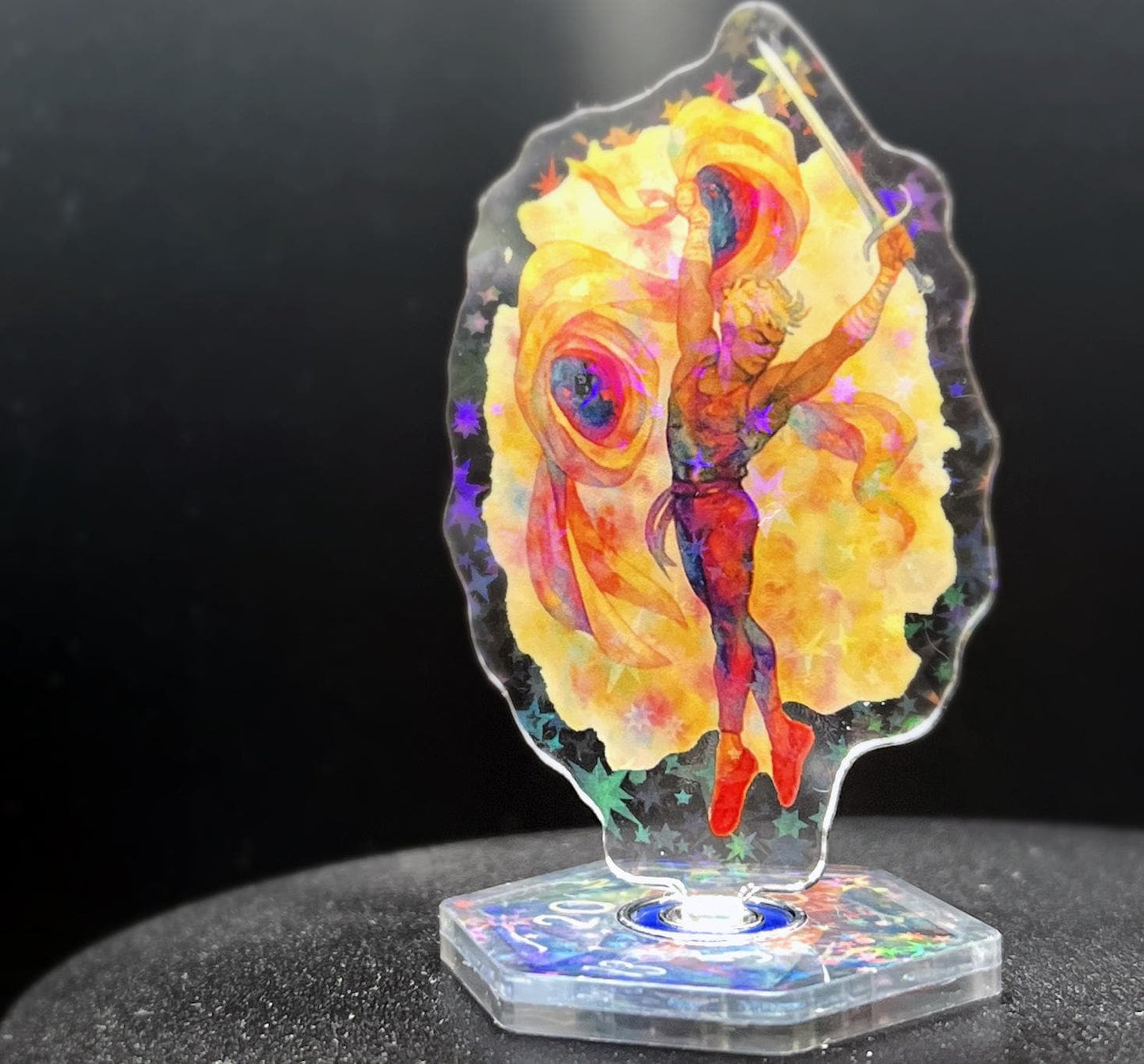 Fabian Seacaster Inspired Ribbon Dancer Desk Ornament | Rotating Hologram Acrylic D20 Collectible