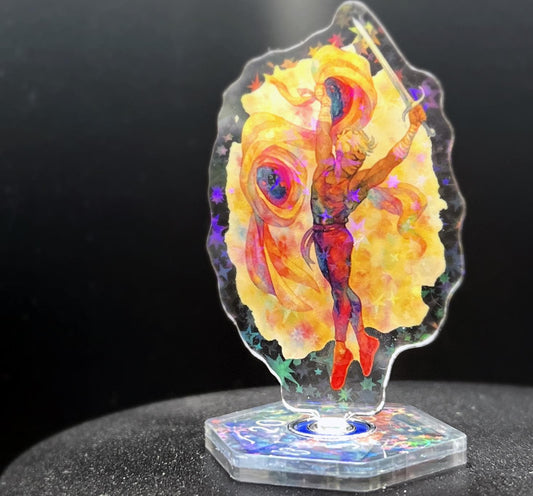 Fabian Seacaster Inspired Ribbon Dancer Desk Ornament | Rotating Hologram Acrylic D20 Collectible