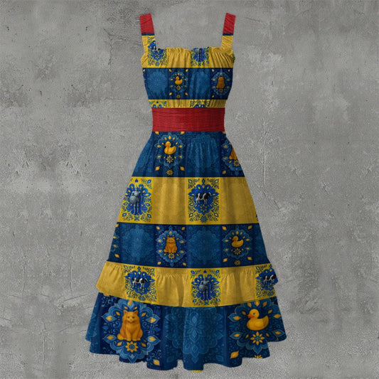 Taskmaster Inspired  Buddies Majolica Patchwork Dress | Duckie, Potatas, Linda, and Ollie!