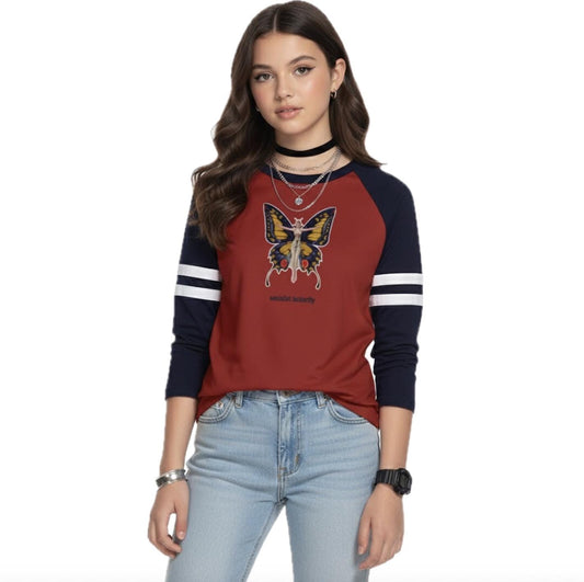 Socialist Butterfly Long Sleeve Tee | Y2K  Design |  Upcycled tshirt