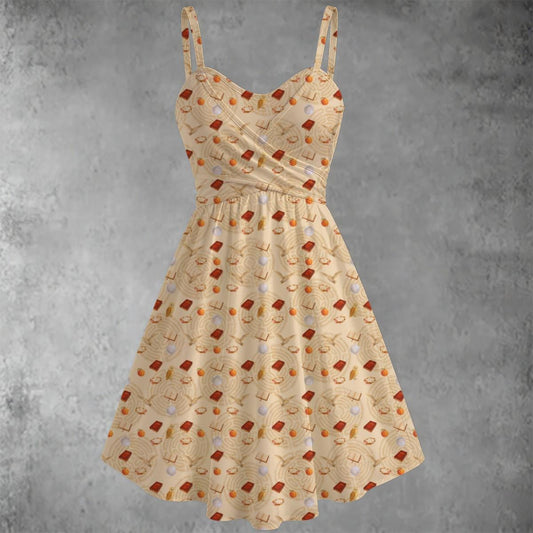 Labyrinth Inspired Dress: Sweetheart Neckline, Flowy Cosplay - "Aged Pages Cream"