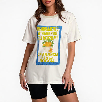 Shower Orange T-Shirt: Vintage Italian Soda, Rubber Duck Print