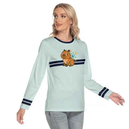 Kitschy Retro Y2K Capybara Long Sleeve Top | Atomic Starburst 2000s Nostalgia
