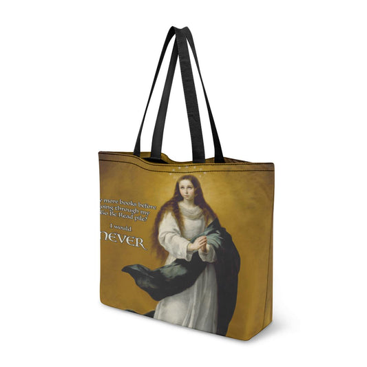 Funny TBR Pile Canvas Tote: Rococo Angel Book Bag for BookTok