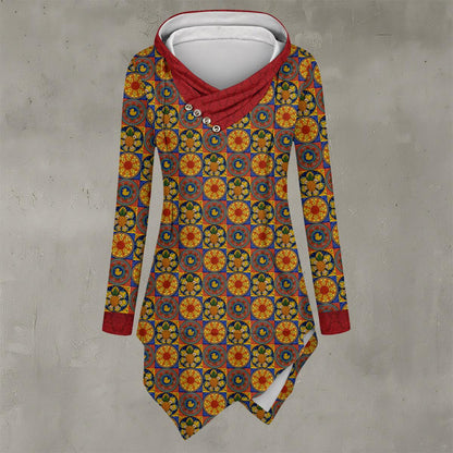 Taskmaster Inspired Majolica Patchwork Hoodie | Asymmetric Hem British Fandom Top |