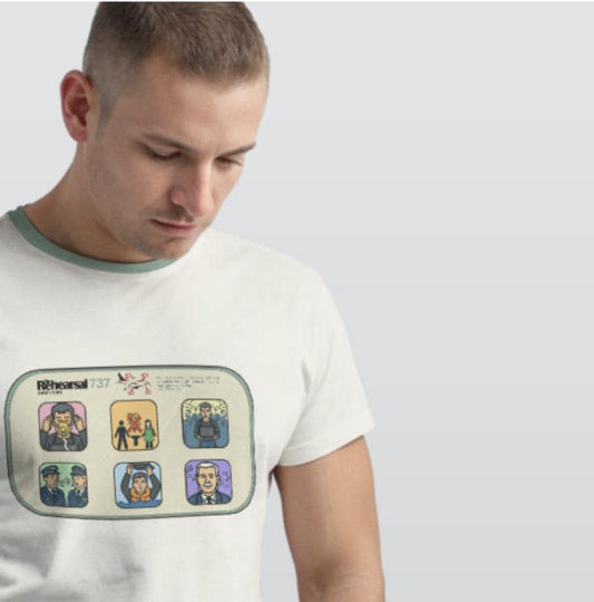 Airplane Safety Instructions Card T-shirt inspired by The Rehearsal (Parody / Fan Made Merch)