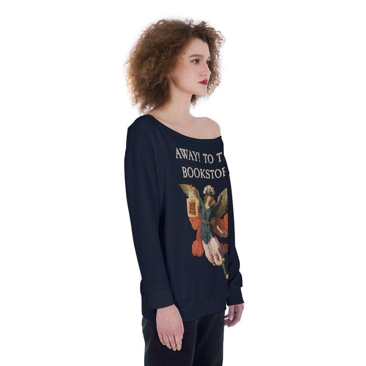 Book Lover Sweatshirt | Rococo Away! To the Bookstore Off-Shoulder Top