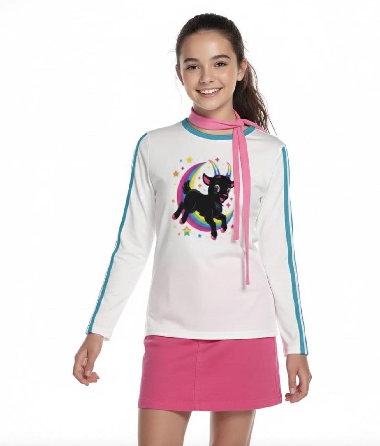 Whimsygoth Long Sleeve Tee: Black Phillip Goat, Witchy Y2K Style