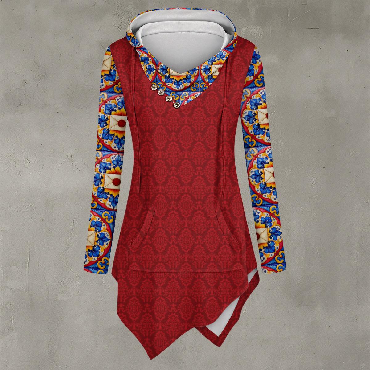 Taskmaster Inspired Damask Hoodie | Asymmetric Majolica Hoodie | British Comedy Fandom