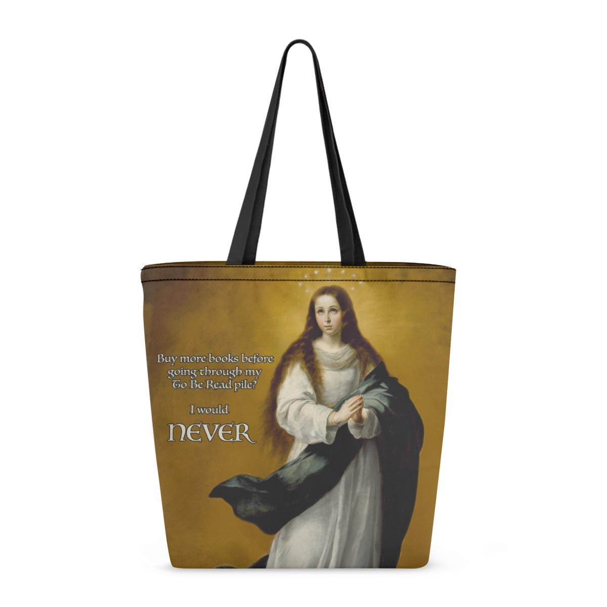 Funny TBR Pile Canvas Tote: Rococo Angel Book Bag for BookTok