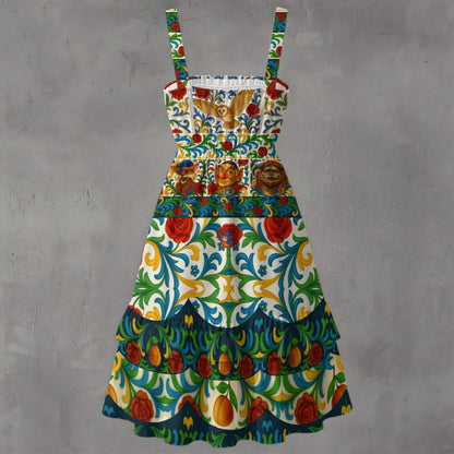 A Maze in Majolica Tiered Dress