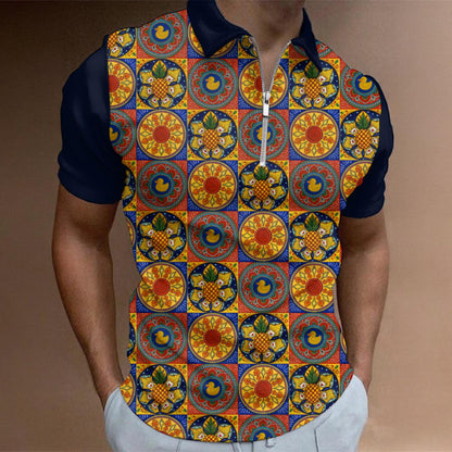 Taskmaster Inspired  Majolica Hawaiian Shirt | Men’s Tile Print  Button-Up