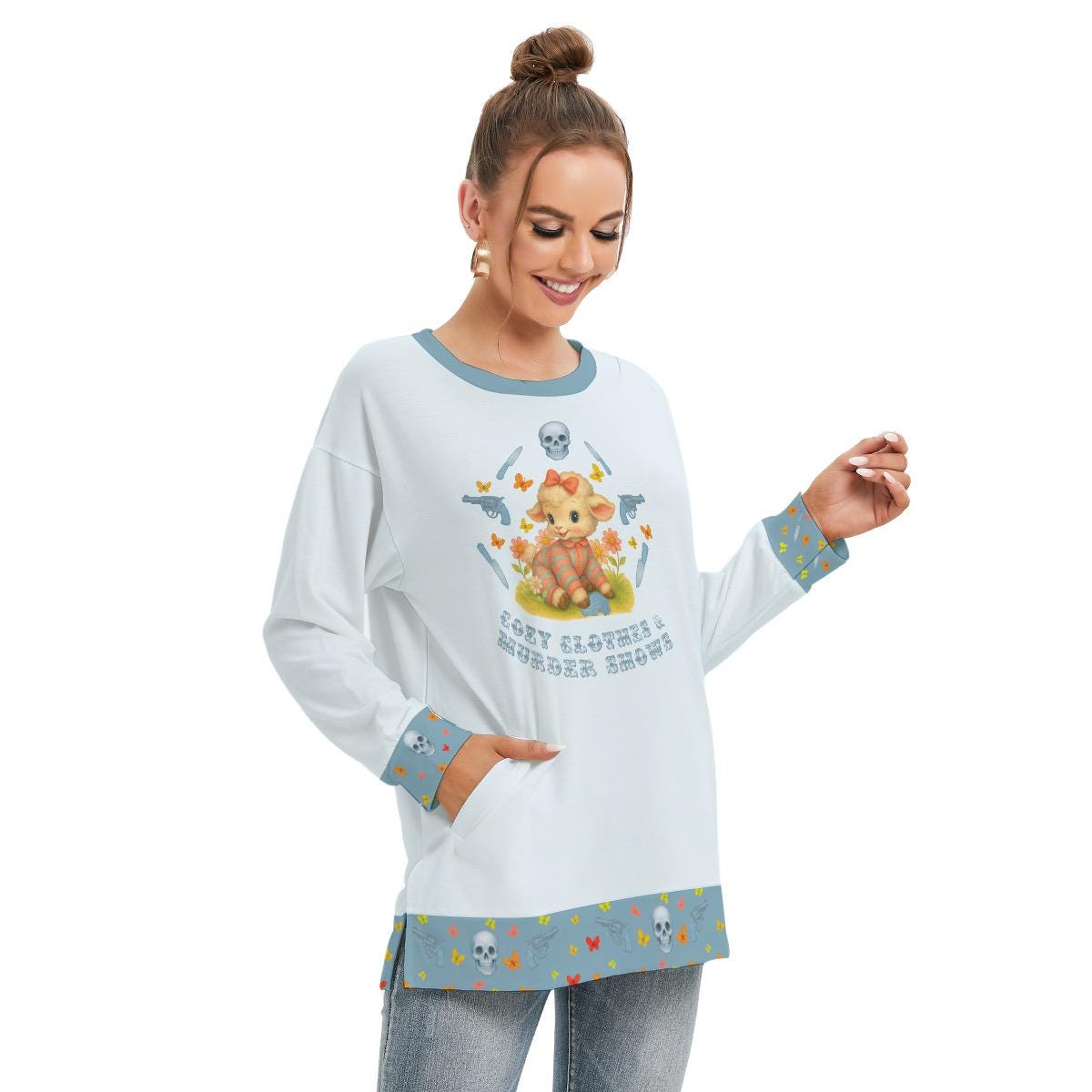 Cozy Clothes and Murder Shows Sweatshirt  | Longline True Crime Fan Shirt | Mystery Podcast Gift