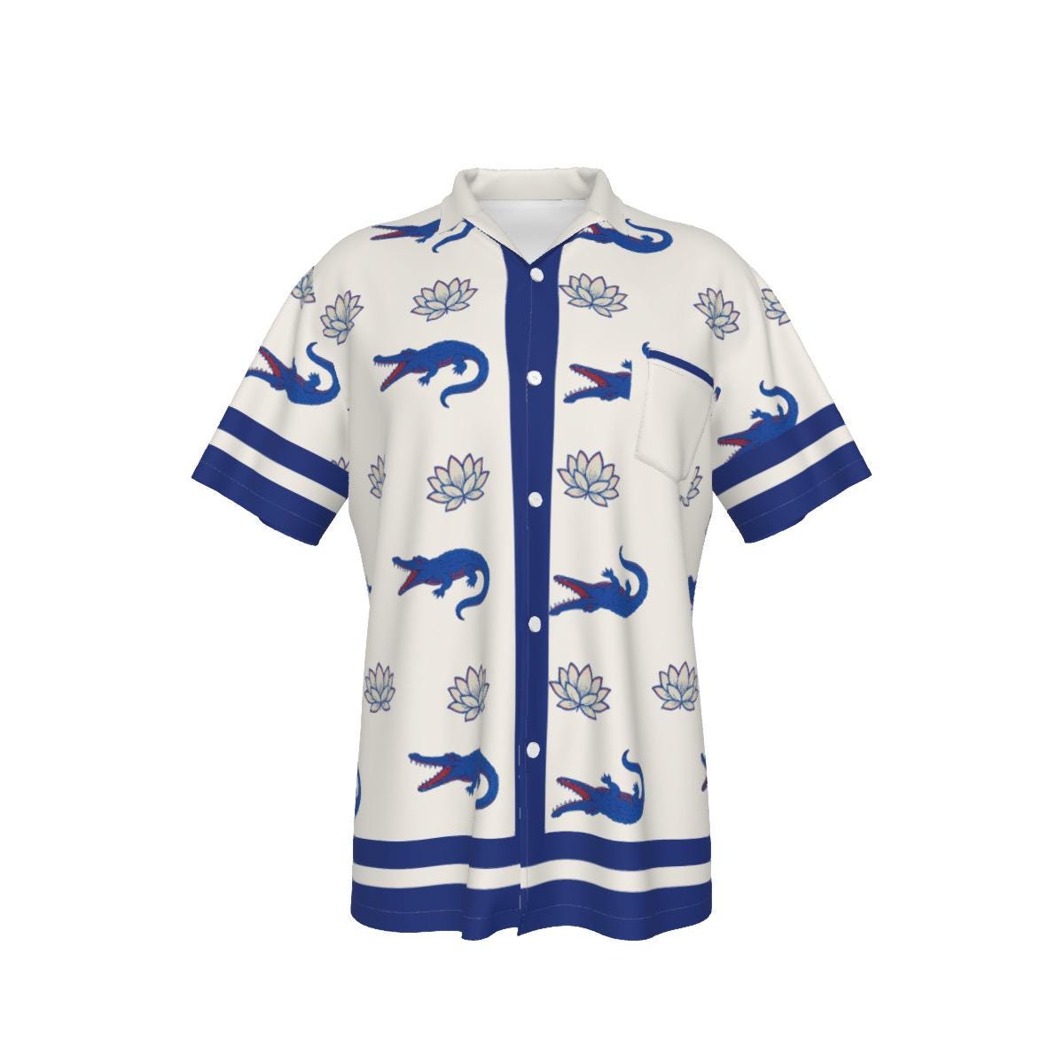 Lochy’s Alligator Shirt | Crocodile Lizard Resort Fashion | Lotus Blossom Parody Top