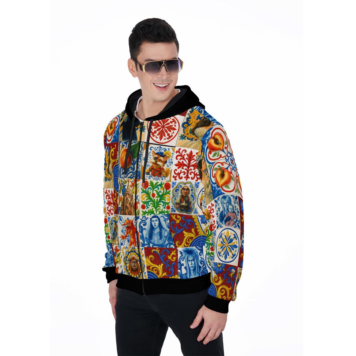 Fantasy Maze Inspired Majolica Hoodie | Gender Neutral Zip Up Top | Fantasy Streetwear